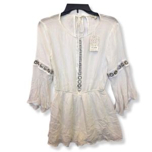 Cotton Bleau Boho linen flare romper